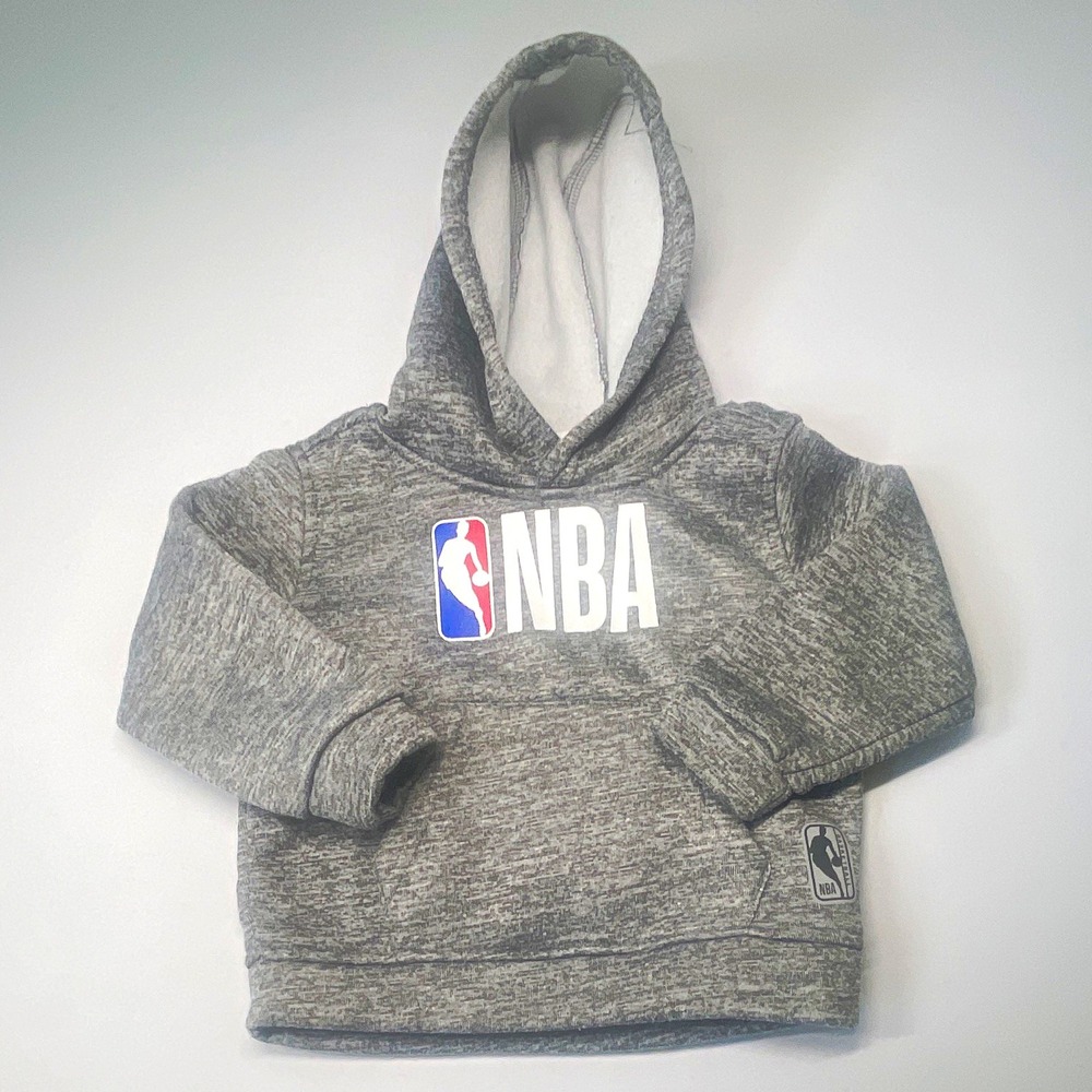 NBA Gray Hooded Pullover Fleece Jacket 12-18M Heathered Polyester Long Sleeve
